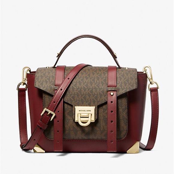 Michael Kors Manhattan Medium Leather and Logo Satchel - Picture 1 of 6